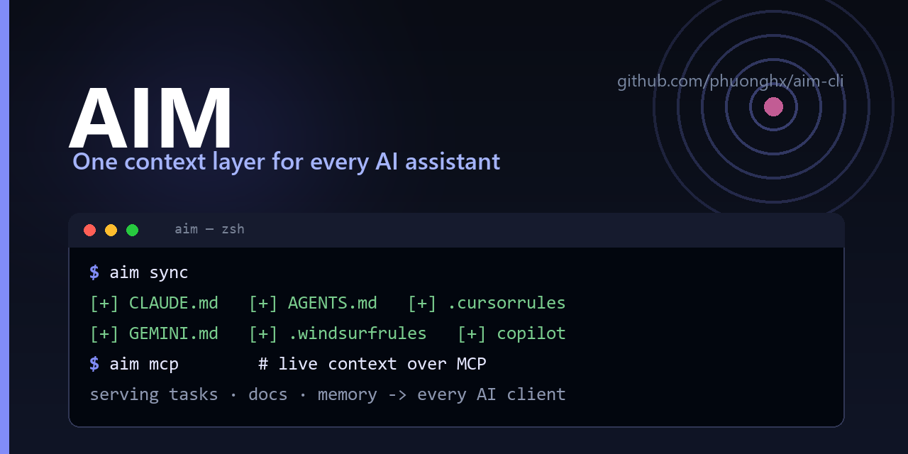 AIM — one context layer for every AI coding assistant